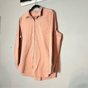 J. Jill Button Up Blouse Shirt Size Large Pink Cotton Collared Stain Flaw